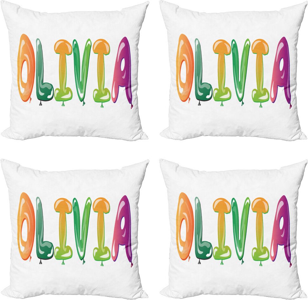 ABAKUHAUS Olivia Kissenbezug Set (4 Stück), Medieval Girl Name-Party, Moderner Doppelseitiger Digitaldruck, 45 cm x 45 cm, Mehrfarbig