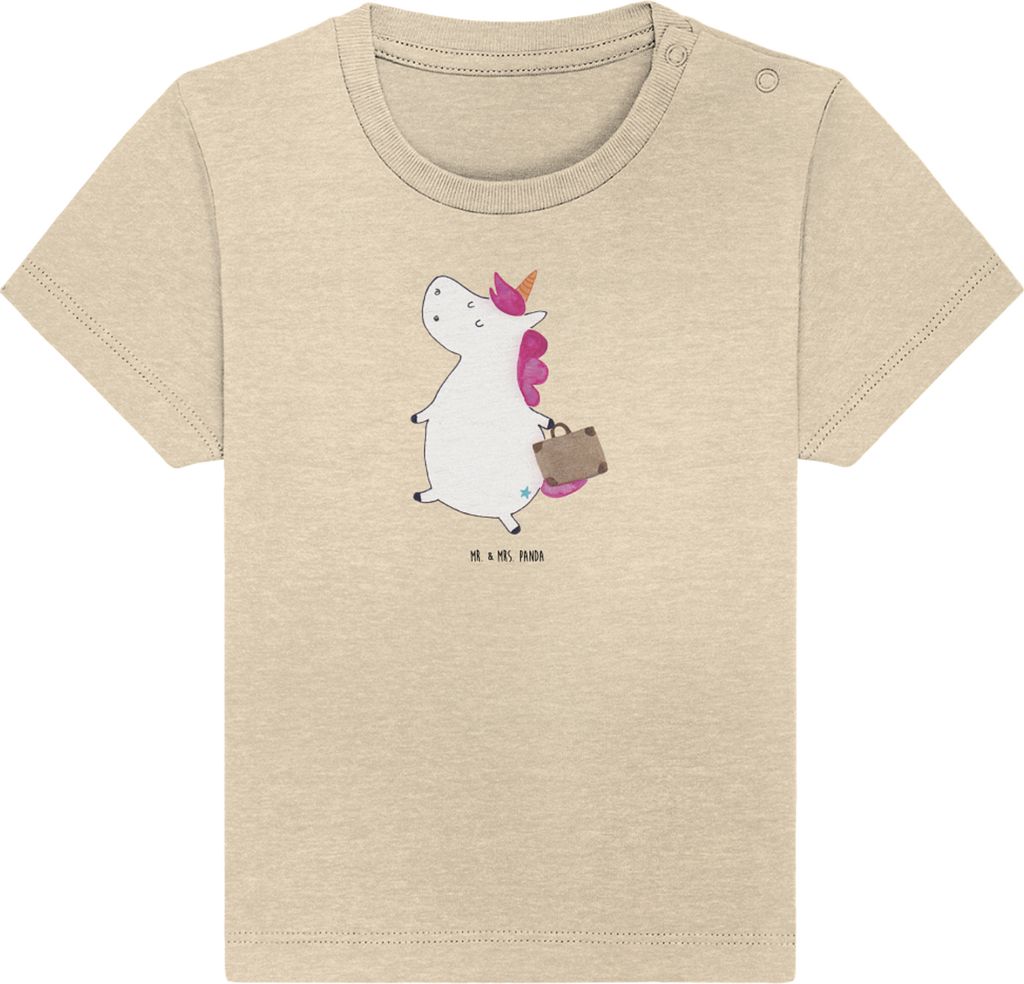 Mr. & Mrs. Panda T-Shirt Einhorn Koffer 24. - 36. Monat - Natural Raw - Geschenk, Baby Kurzarmshirt, Lustig, Organic Shirt, Jerseyshirt, Reise, Bau...