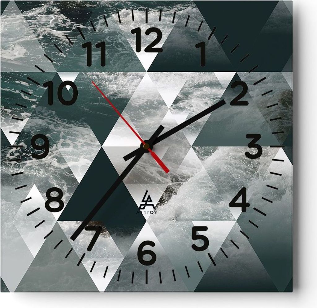 Wanduhr - Quadrat - Glasuhr - Abstraktion modern - 40x40cm - Schleichendes Uhrwerk - Lautlos - zum Aufhängen bereit - Dekoration Modern - Wanddeko...