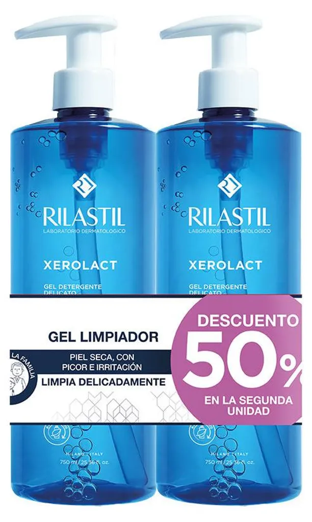 Xerolact Gel Nettoyant Doux Relipidant Pack de 2 x 750ml Apaisant