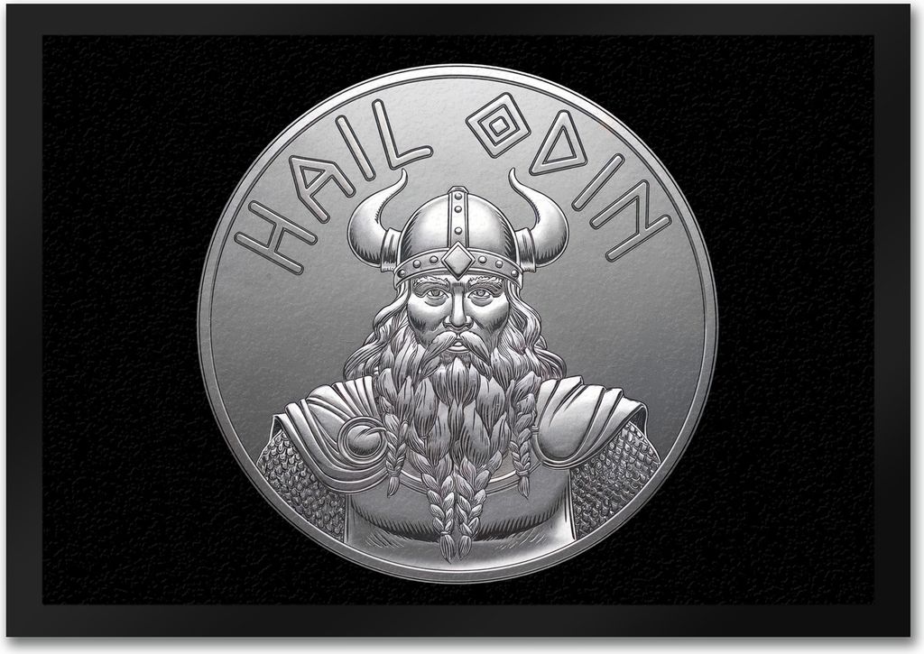 HAIL ODIN Fußmatte in 35x50 cm - Silbernes Amulett