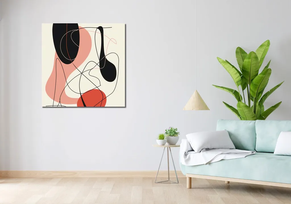 Tableau Carré 90x90 cm Vibrations de l'abstraction pour Salon Moderne - 2