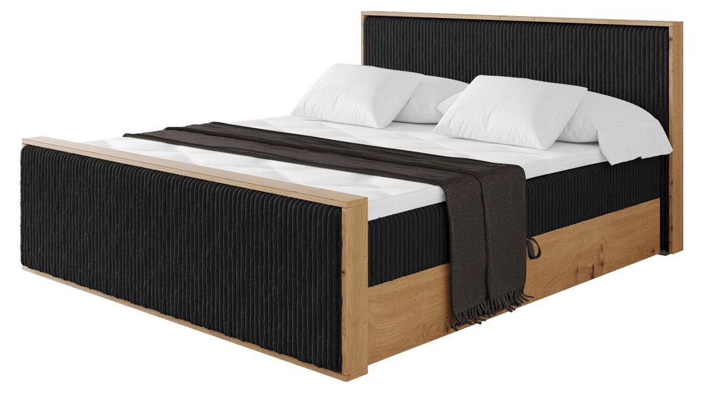 ALTDECOR BOXSPRINGBETT mit 2xBettkasten und Lattenrost, Topper, Boxbett, Polsterbett mit Bettkasten mit Stauraum und Kopftei mit Matratze H4 - LOLL...