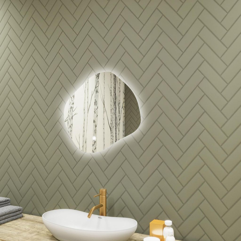 Badspiegel 64x54cm - Ovalmit LED Beleuchtung - LED Dual und Touchsensor