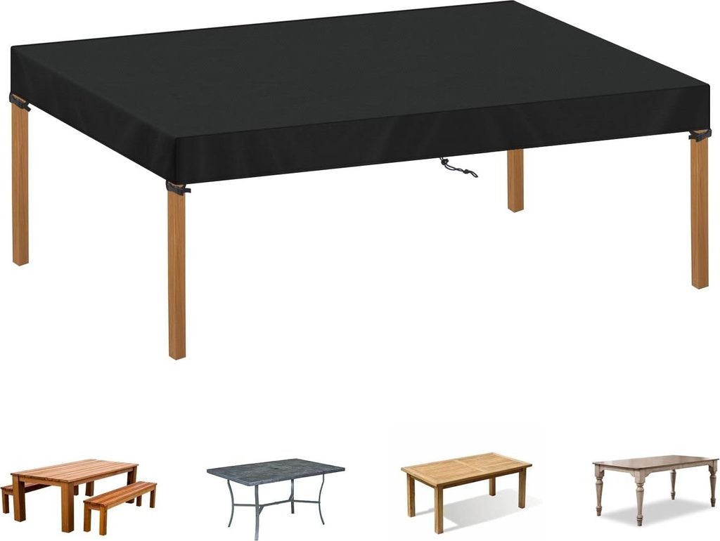 Wasserfeste Tischdecken für Außen - Schutzabdeckung für rechteckige Tischplatten 180x90 cm - Wetterfest und UV-beständig