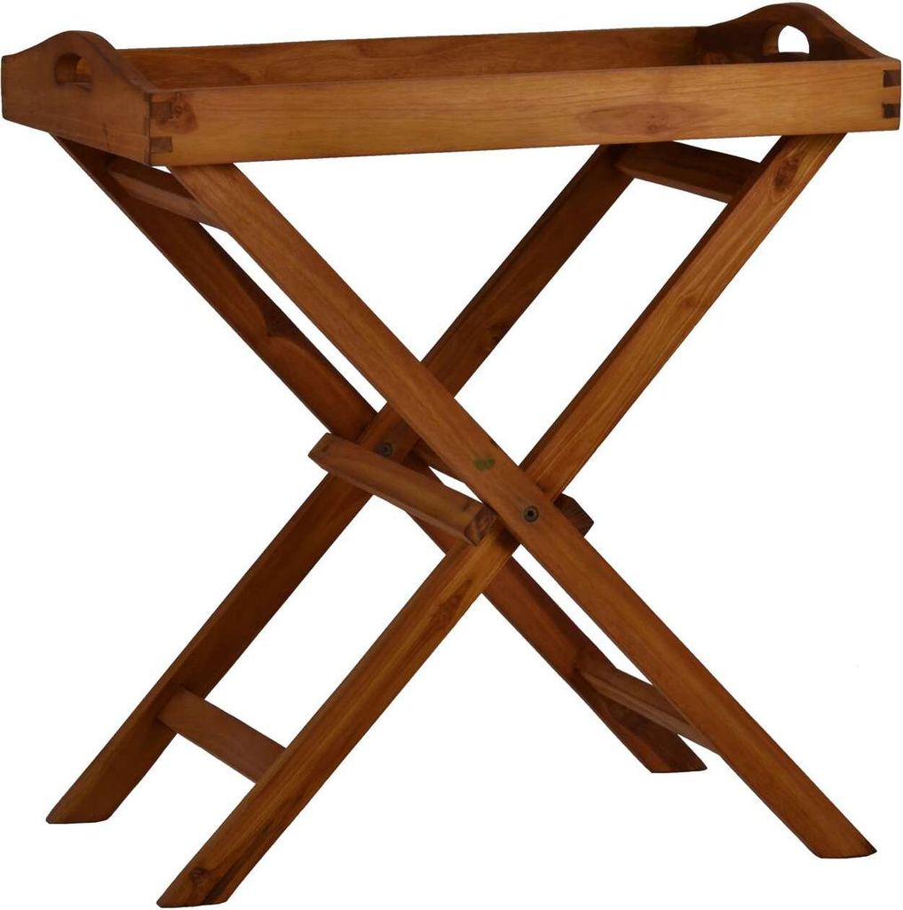 MiaMöbel Gartentisch 50x75x35 cm Gartenmöbel Outdoor Modern Massivholz Teak Honig