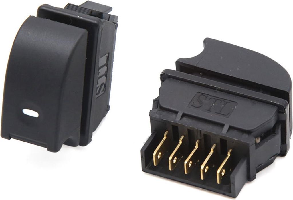 2 Stück Fensterheber Schaltelement Universal 5 Pins Elektrische Fensterheber Hauptsteuerschalter Schwarz für Auto