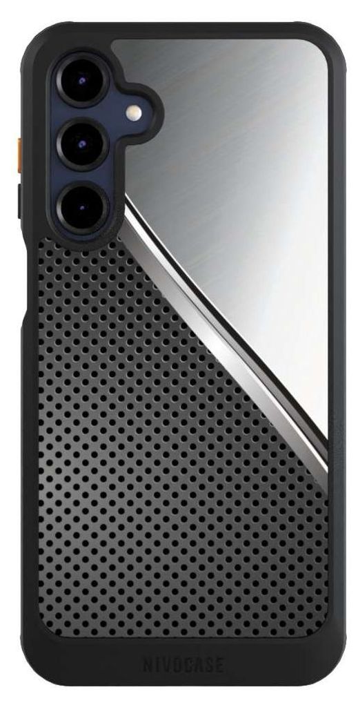 NIVOCASE Hülle für Samsung Galaxy A16 5G Handyhülle NIVOcore Case Schwarz Carbon Metall Stahl