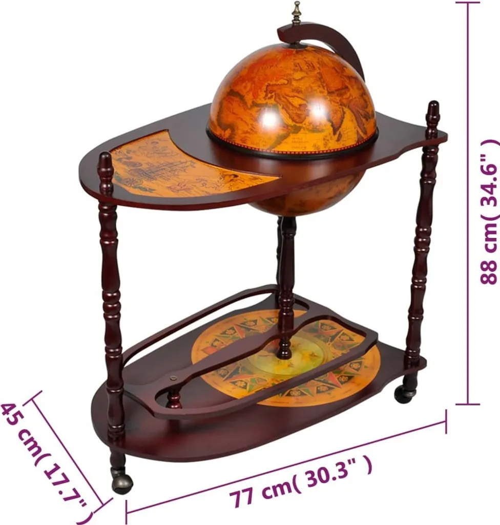 Table bar globe en bois d'eucalyptus avec rangement intérieur