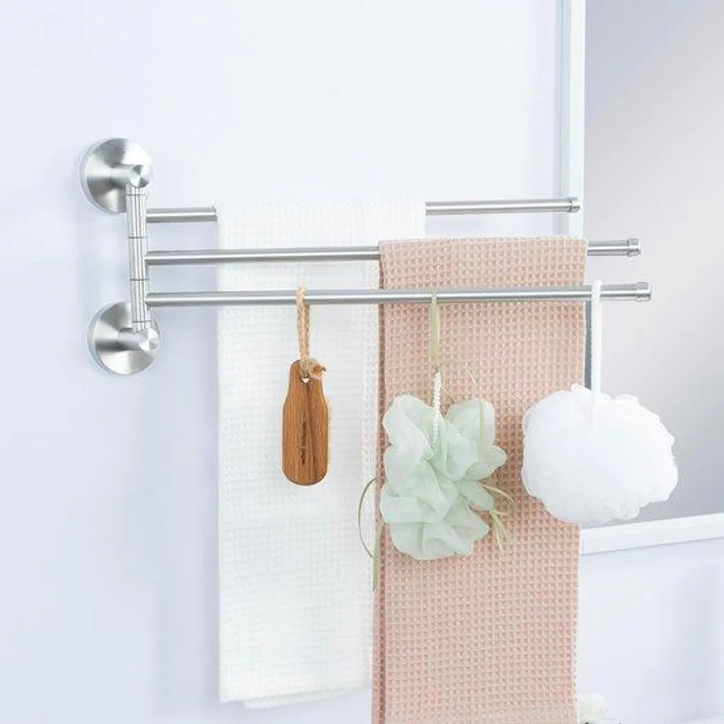 Porte-serviettes mural pivotant en inox, idéal pour salle de bain et sauna
