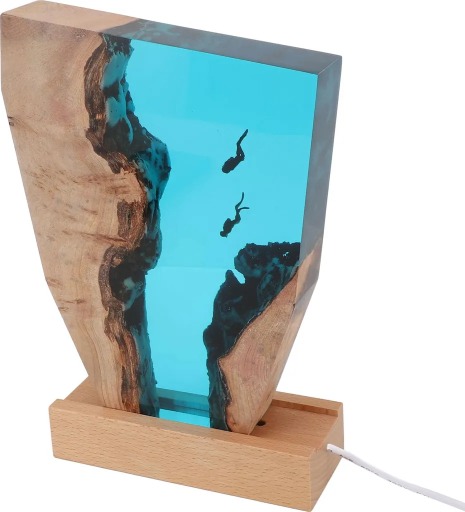 Lampe de Table LED Multicolore Design Plongeur et Résine Époxy 3D