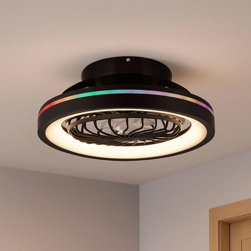 Ventilateur de plafond LED RGB avec télécommande dimmable D 48 cm