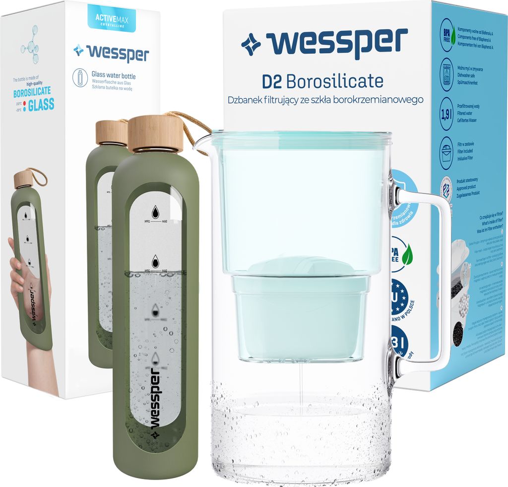 Wessper Set: AquaMax Crystalline 3L Glaskrug mit Filter + Produktbild 1