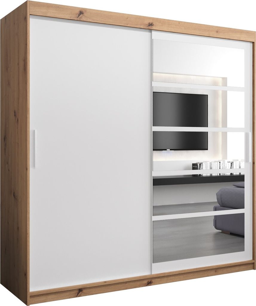 Kleiderschrank, Schiebetürenschrank Schlafzimmer, Schrank mit Spiegel ROMA 1 200 cm