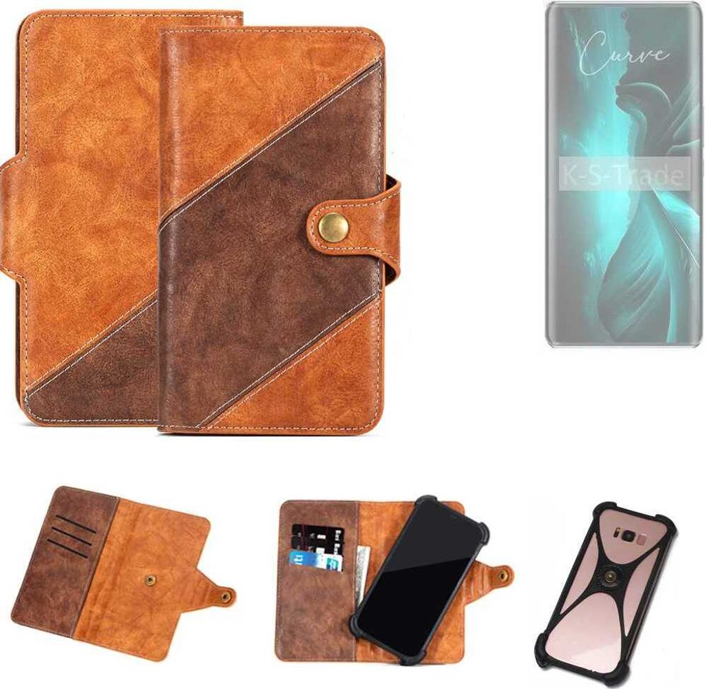 K-S-Trade Handyhülle Schutzhülle Bookstyle Case Wallet-Case kompatibel mit Lava Blaze Curve Cover Klapphülle Kantenschutz Smartphone dunkelbraun