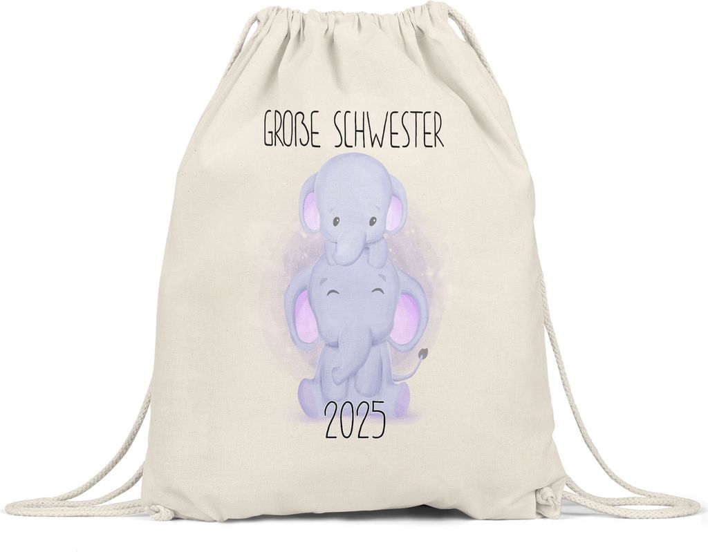 Große Schwester 2025 Turnbeutel Gymsack Geschwisterliebe Sister Elefant Geborgenheit Beschützer Welt Liebe Familie