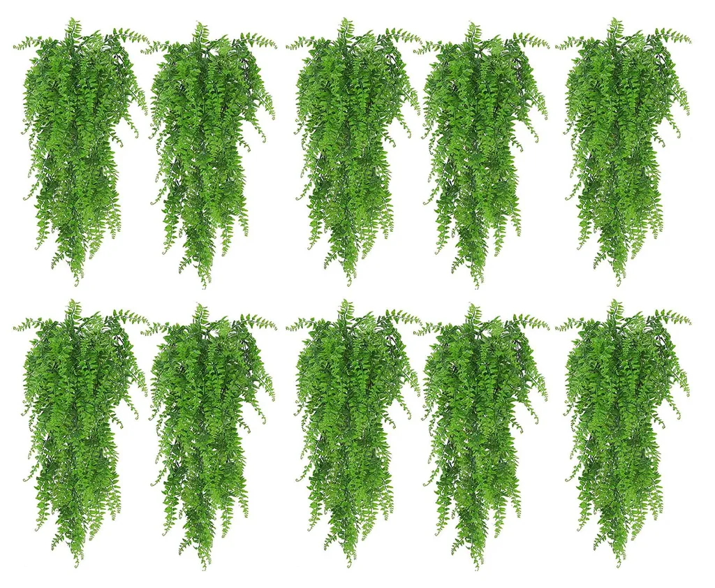 10 Fougères Persanes Artificielles Suspendues - Verdure Murale de 80cm