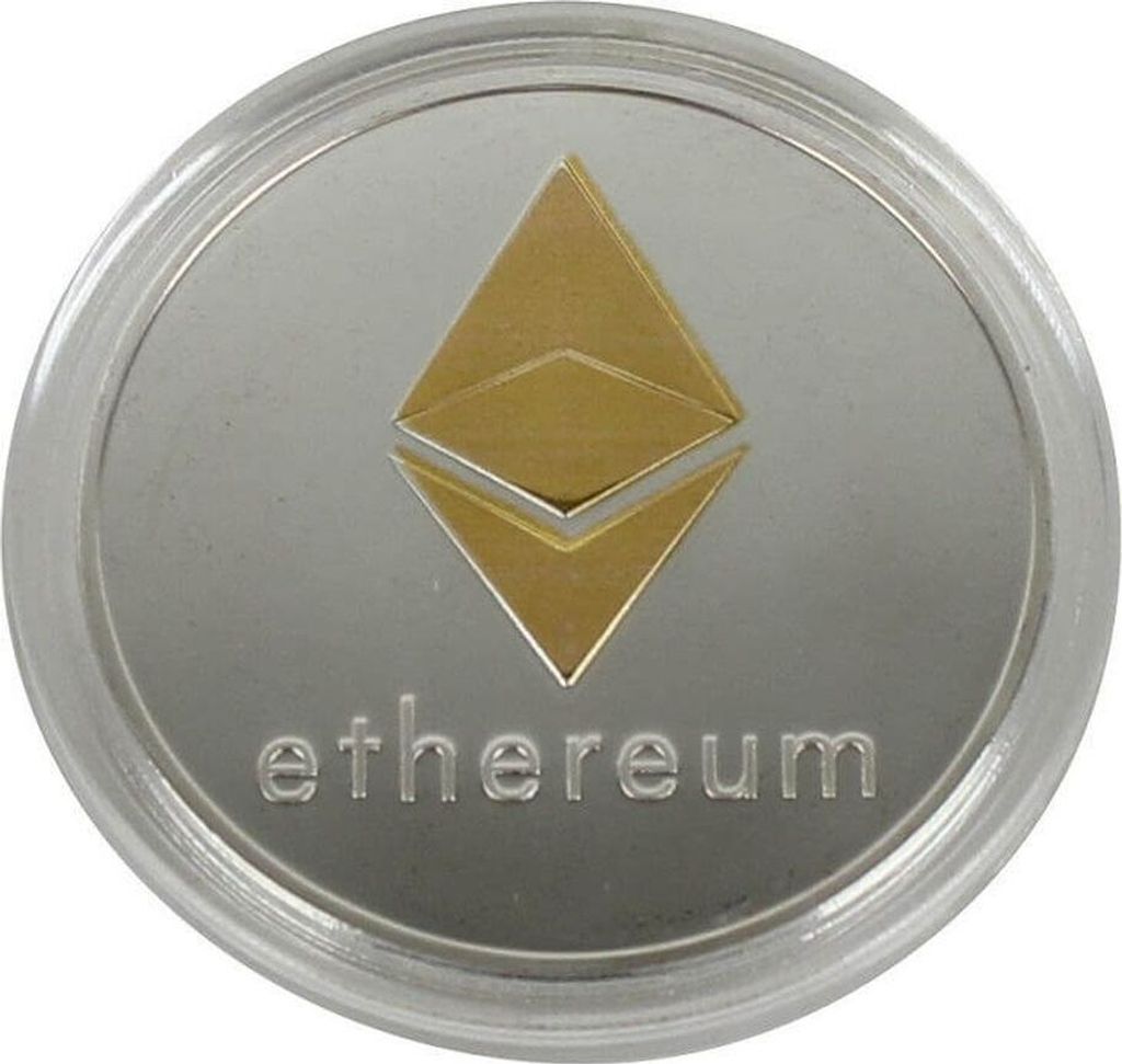 Ethereum (ETH) Münze aus Metall in Silber und Gold