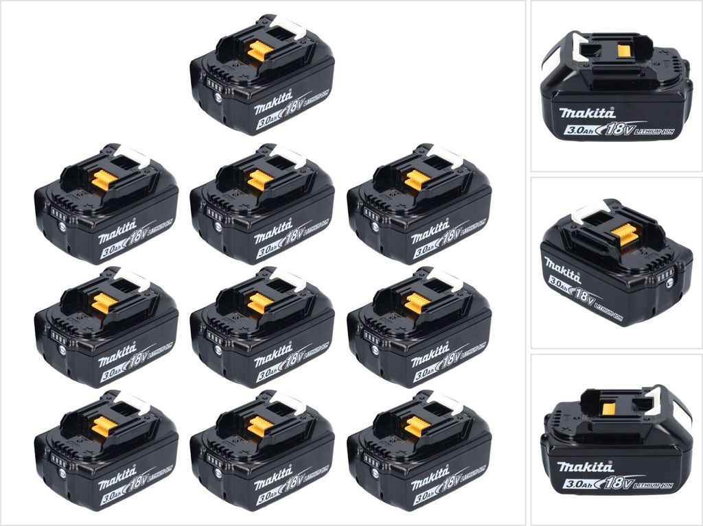 Makita Akku Set 10x BL 1830 B 18 V 3,0 Ah / 3000 mAh Li-Ion Produktbild 