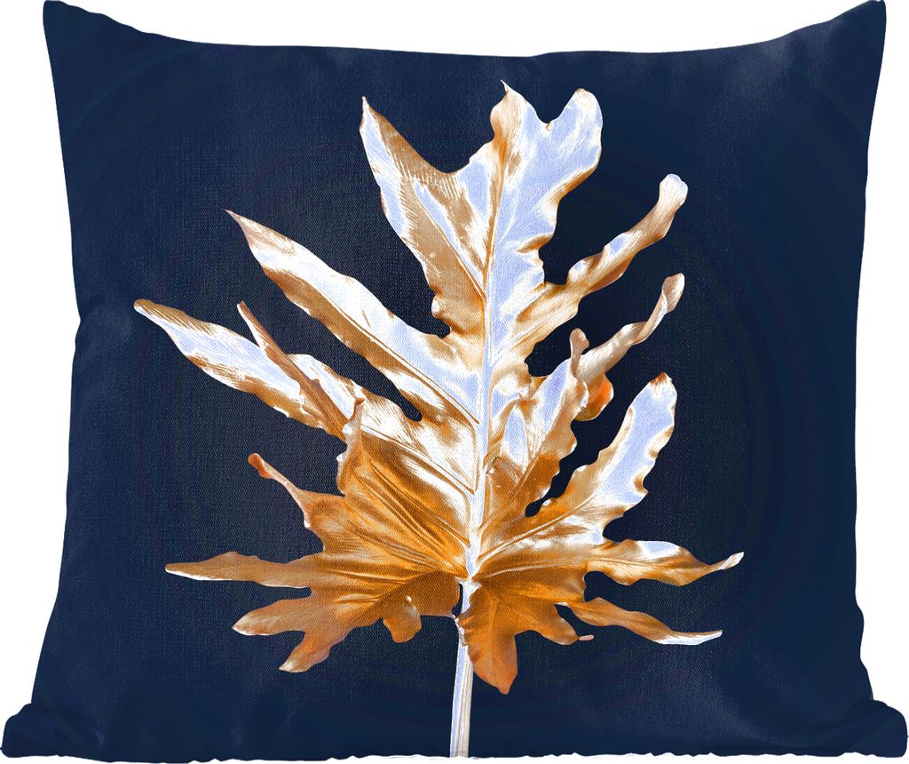 MuchoWow Zierkissen Sofakissen Wohnzimmer Dekokissen 45x45 cm Blätter - Gold - Herbst - Natur - Luxus - Schlafpolster - Polster für das Sofa