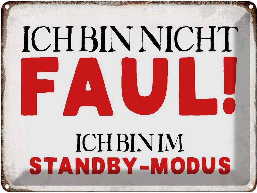 vianmo Blechschild 30x40 cm bin nicht faul im standby Modus Spruch Zitat