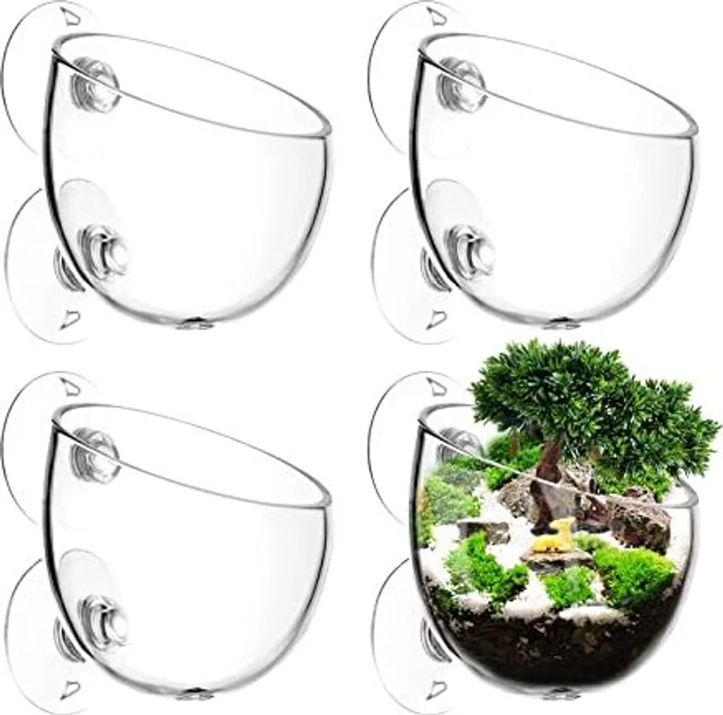 Vasi Acquario in Vetro Cristallo Aimeke 4pz - Kit Piantumazione Verticale
