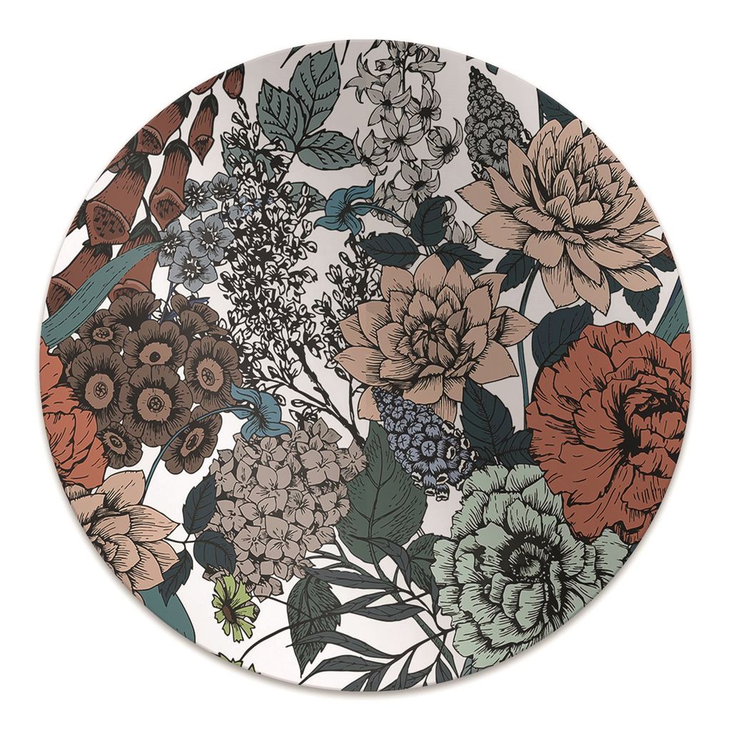 Rundmatte - Stuhlunterlage Bürostuhlunterlage - Rund Ø 100 cm - Bodenmatte - Fußmatte - Retro-Blumen
