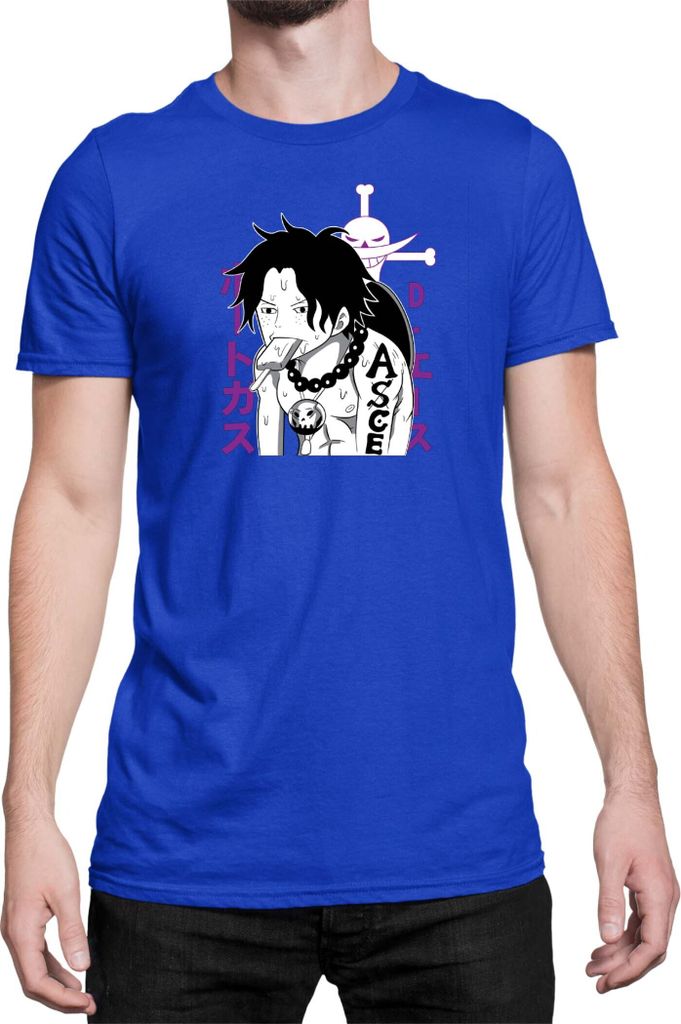 Herren T-Shirt Japan Anime Manga One Manga Piece Anime Luffy 04 Straw Icecream, Man 2XL / Blau