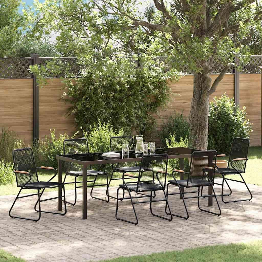 Maison Exclusive - Garten Essgruppe 7 pcs Schwarz Pulverbeschichteter Stahl