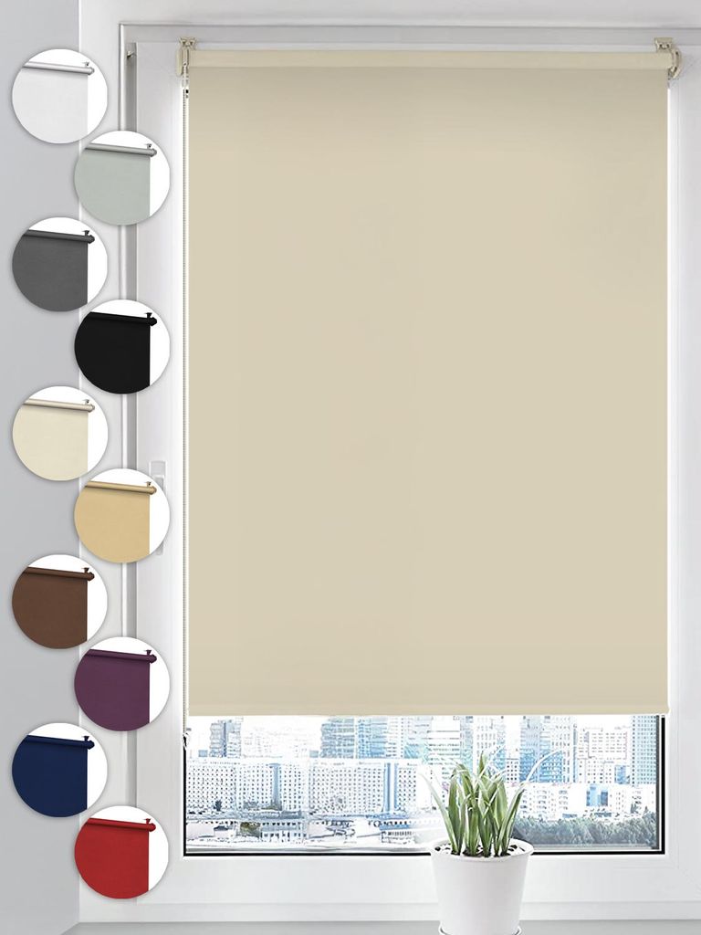 Sonello Verdunkelungsrollo Klemmfix ohne Bohren 80 x 210 Creme Verdunklungsrollo Fensterrollo Rollo Seitenzugrollo Klemmrollo für Fenster & Tür