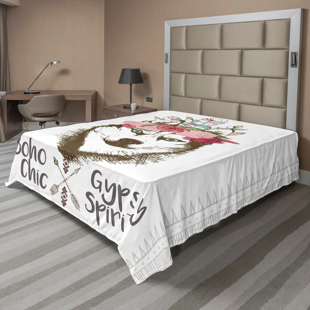 Lenzuolo Wolf Abakuhaus 275x260 cm | Morbida Microfibra Stampa Azteca