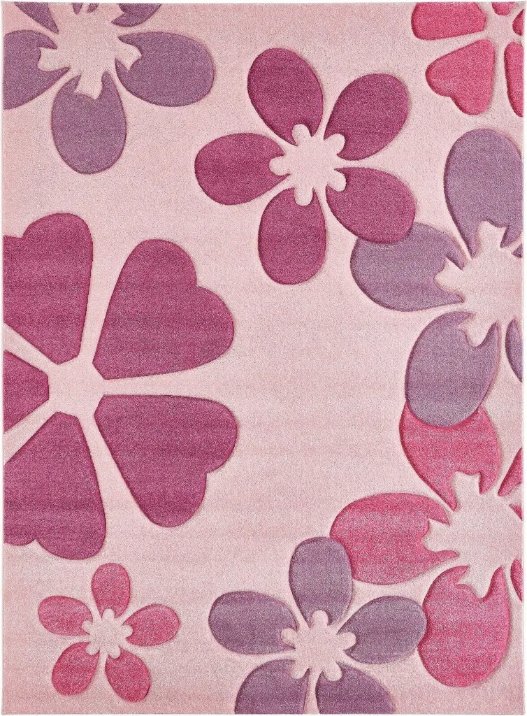 Tapis FLEUR enfant anti-tache et facile à nettoyer tissé haute qualité