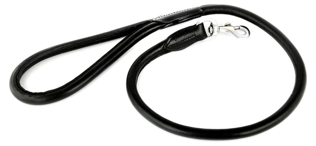 Hundeleine aus Leder | Leine für mittelgroße Hunde | Schwarze Lederleine 12mm x 1m