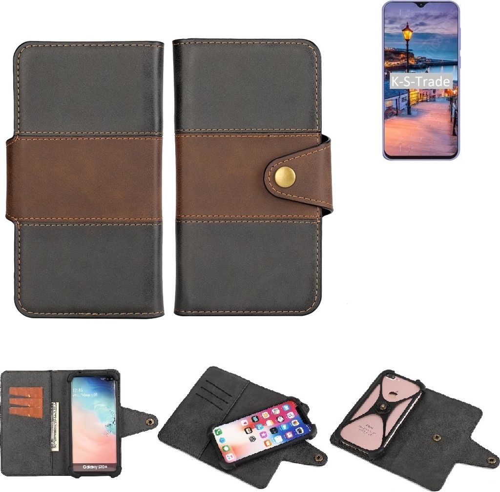 K-S-Trade Handyhülle Schutzhülle Hülle Bookstyle Wallet-Case kompatibel mit Cubot X20 Bumper Rundumschutz schwarz-braun 1x