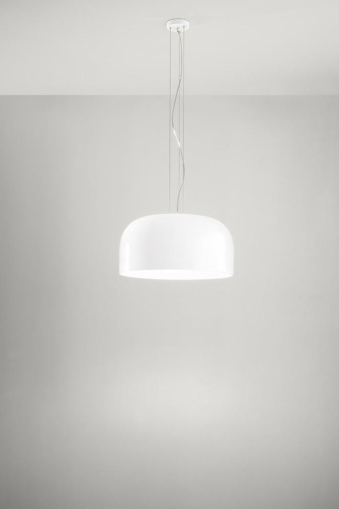 Pendelleuchte aus opalweißem Glas und Metall, Ø50 cm, E27, moderner minimalistischer Stil, Innenbereich, Schutzklasse I - Perenz