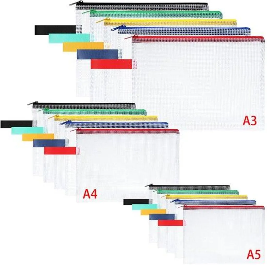 Pochette de Rangement Plastique à Fermeture Éclair - Set de 15 Dossiers Pro