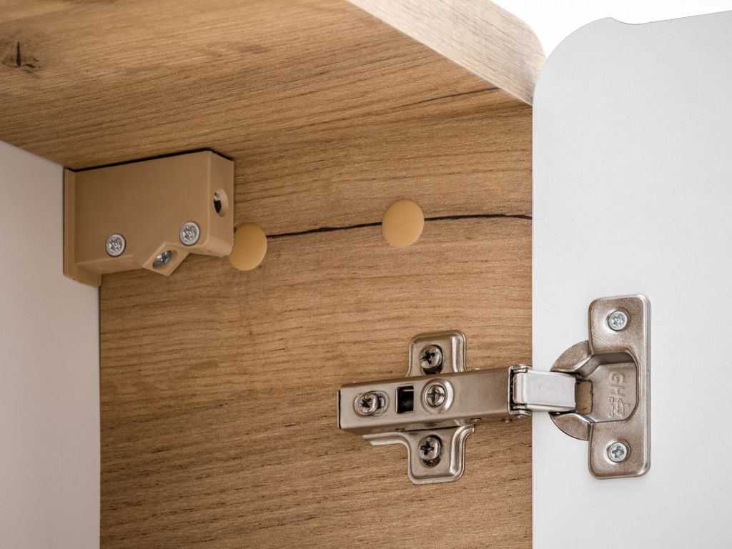 Badezimmerschrank mit Wäschekorb "Panay"  Weiß - Goldene Produktbild 10