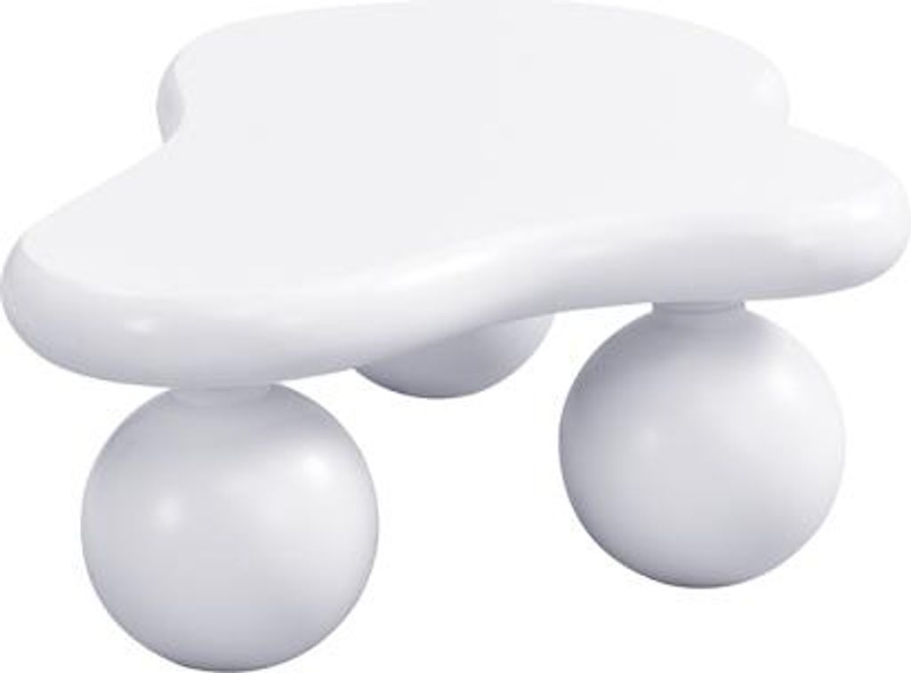 95x62.5x32cm Cloud Style Weiss Couchtisch mit LED-Beleuchtung Wolkenform Rundbein-Design 16 Farben Modernes Wohnzimmer Kinderzimmer