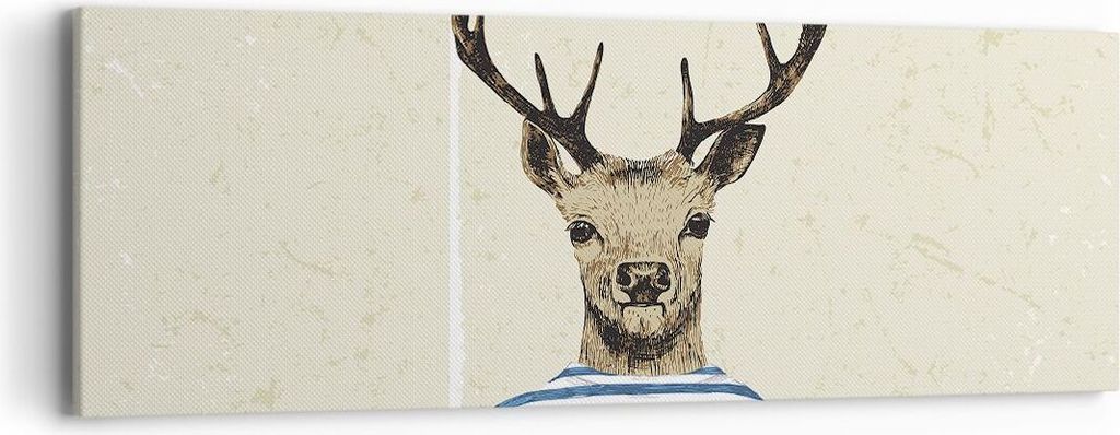 Bild auf Leinwand - Leinwandbild - Einteilig - Hipster Anthropomorphismus Hirsch - 90x30cm - Wand Bild - Wanddeko - Wandbilder - Leinwanddruck - Bi...