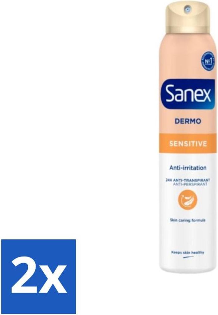 Sanex Dermo Sensitive Deodorant-Spray – 24 Stunden Antitranspirant – Anti-Hautreizung – 150 ml - Vorteilspack - 2 Stücke
