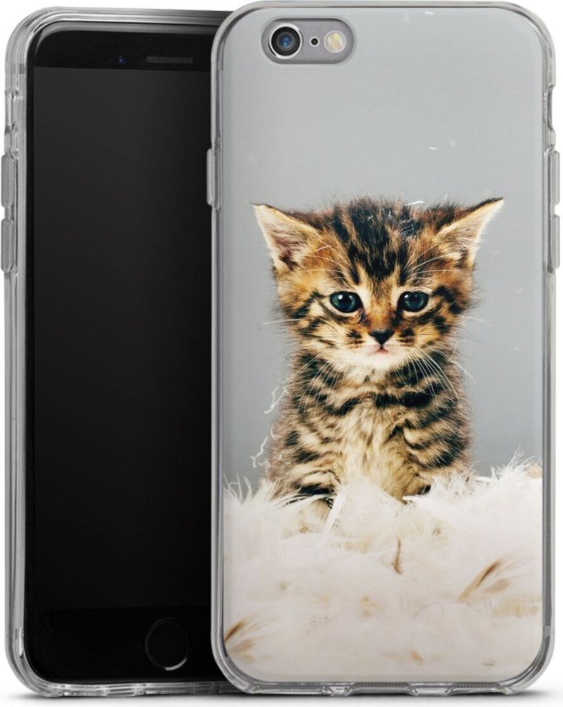 DeinDesign Handyhülle für Apple iPhone 6s Silikon Hülle Case Smartphone Schutzhülle Feder Haustier Katze