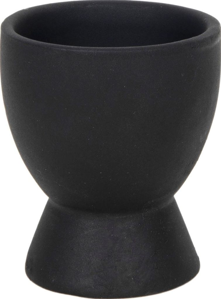 Coquetier - H 8 cm - noir mat - faïence Image du produit 
