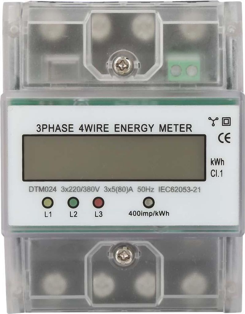 DTM024 Energiezähler, 3-Phasen Power Meter, Digitaler Energiebuchmesser, LCD Anzeige, 5-80A