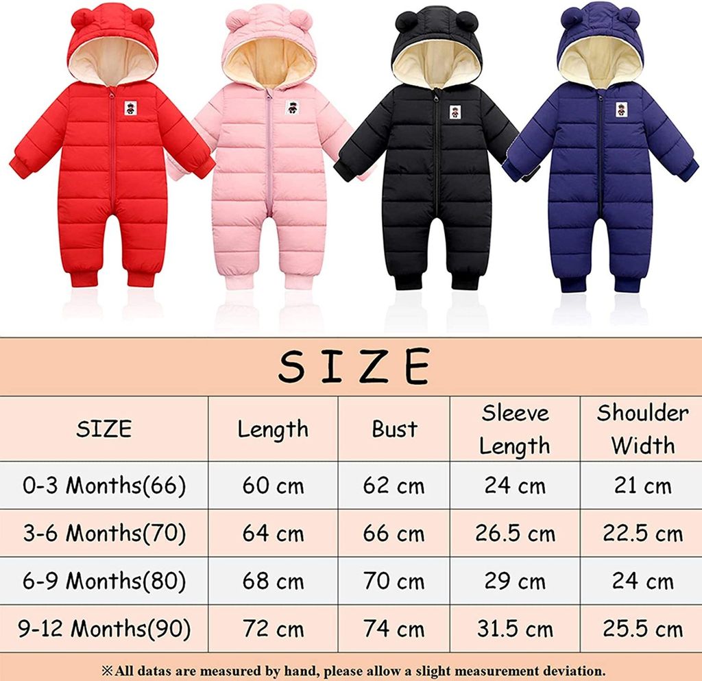 Baby Winter Overall mit Kapuze, Strampler Schneeanzug Produktbild 5