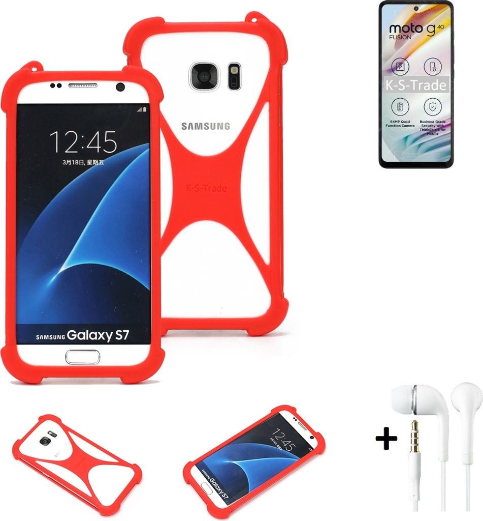 Handy-hülle + Kopfhörer kompatibel mit Motorola Moto G40 Fusion Schutz-hülle Bumper Silikon Schutz Hülle Cover Case Silikoncase Silikonbumper TPU