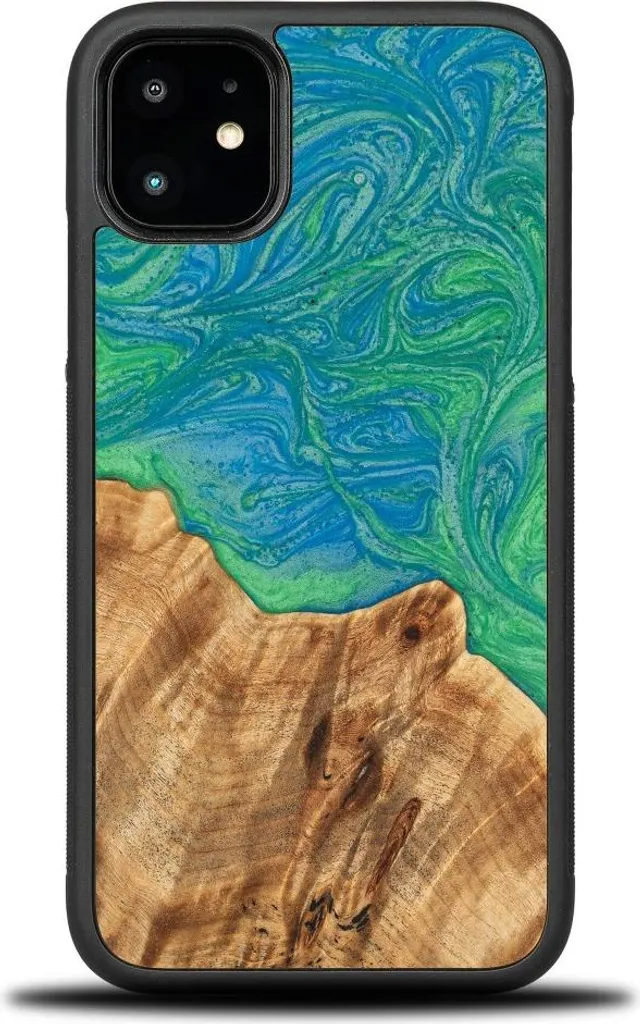Cover iPhone 11 Bewood Tokyo Neons - Design Unico Legno e Resina