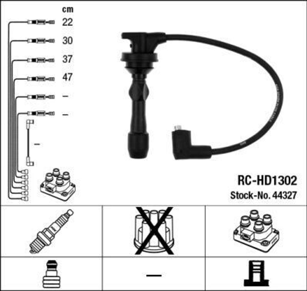 NGK 44327 Zündkabelsatz OE 274200300 kompatibel mit Rio, i20, i10