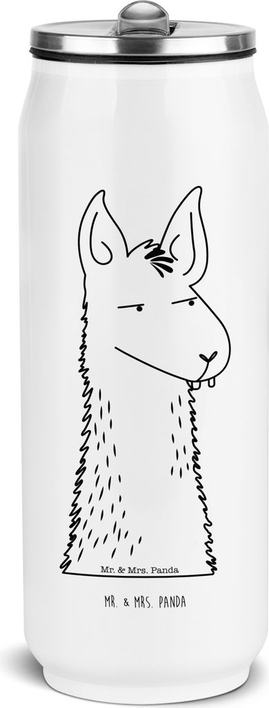 Mr. & Mrs. Panda Trinkflasche Lamakopf Genervt - Weiß - Geschenk, Freundin, Lamas, Beste, Edelstahl, Thermoflasche, Wasserflasche, sport, Lama, Th...