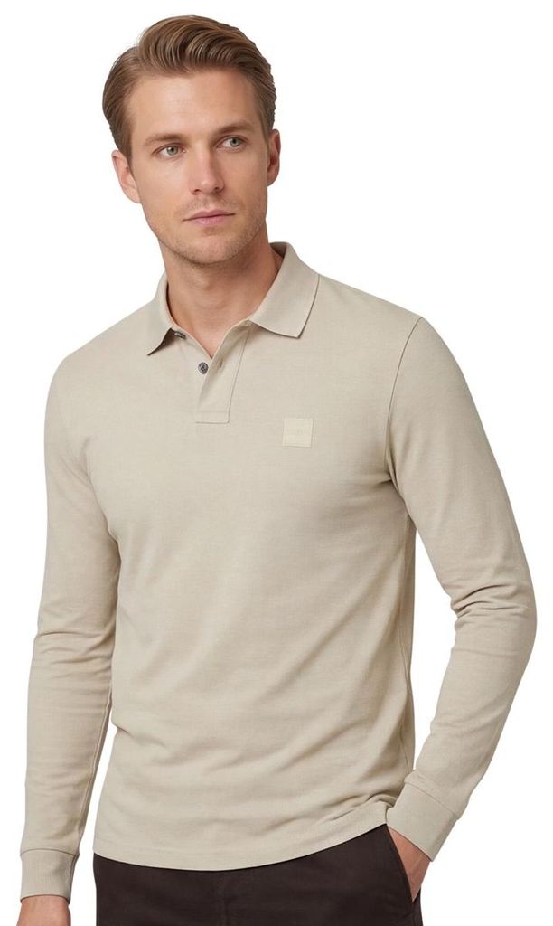 BOSS Polo Slim Fit Beige Passerby Baumwolle 2-Knopf