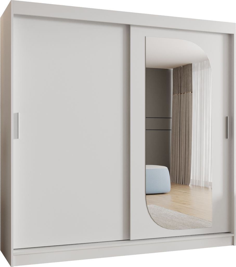 MEBLE KRYSPOL LUCY 200 Kleiderschrank mit zwei Schiebetüren für Schlafzimmer – moderner Aufbewahrungsschrank mit Kleiderstange und Regalen – ...